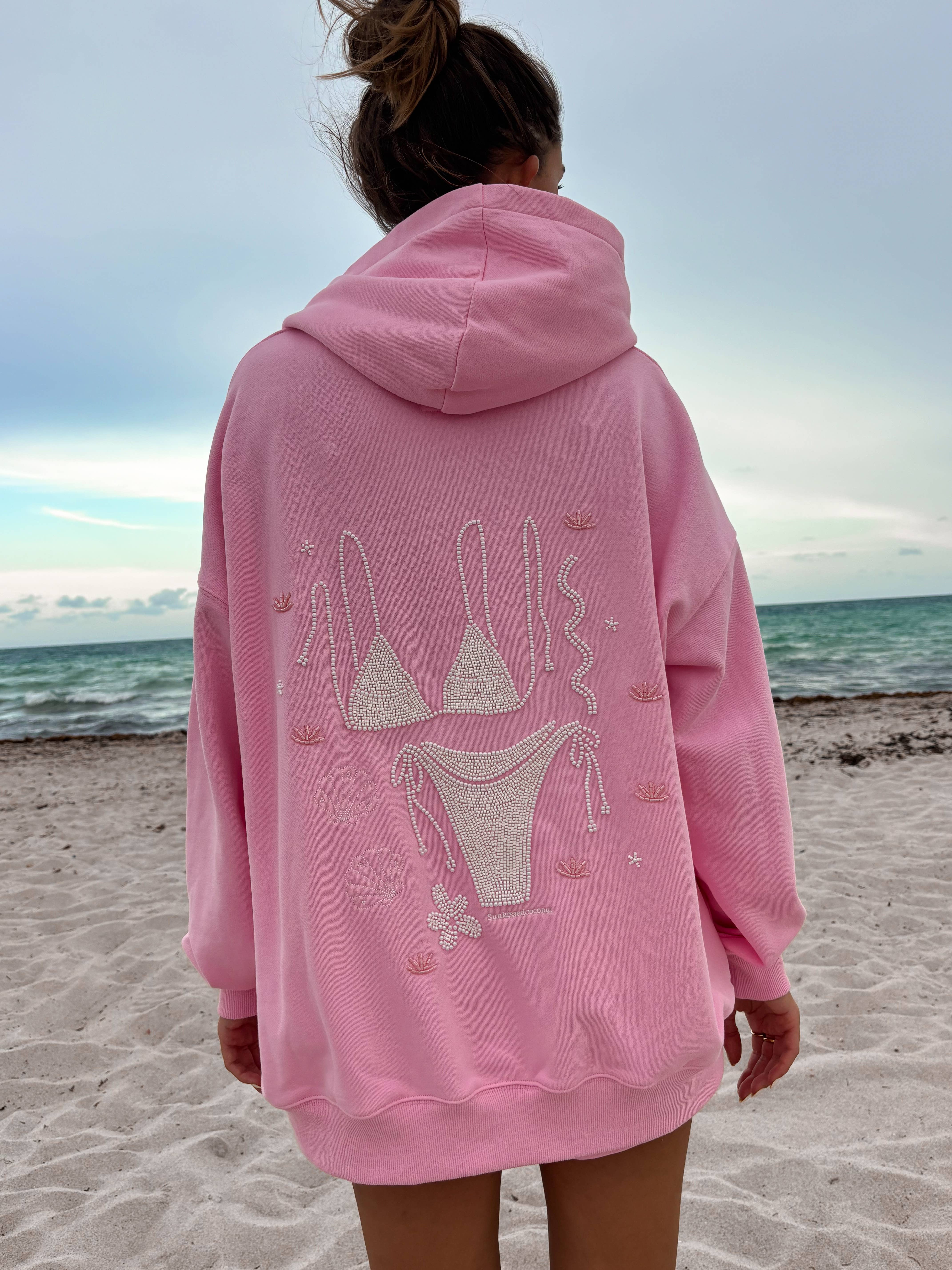Lottie Pink Bikini Beaded Ocean Hoodie 100% Cotton for wholesale on Faire5