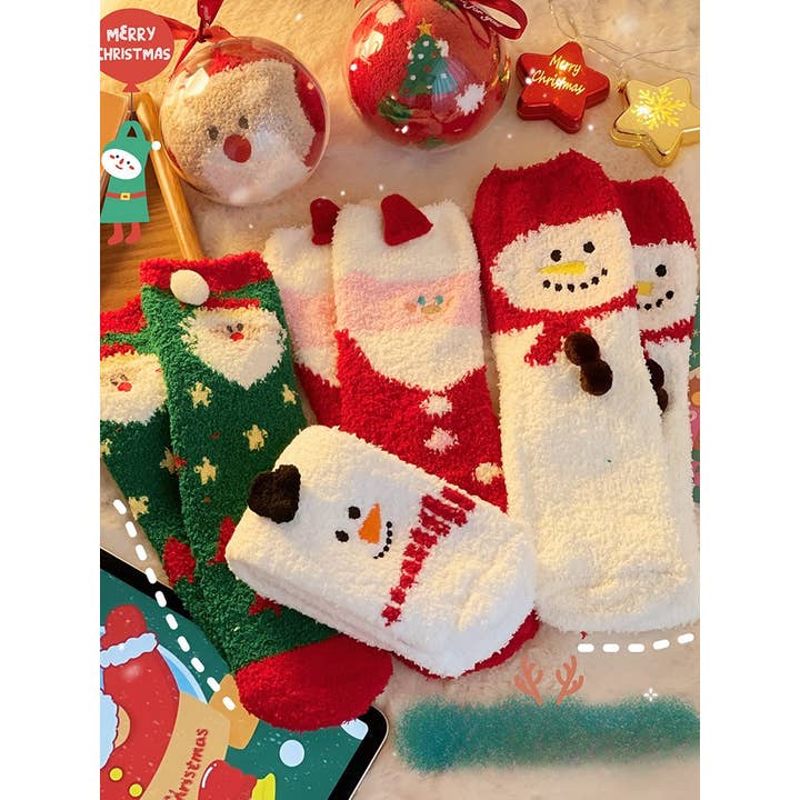 Sweetkama – wholesale Strumpor - Dam – Damer God Jul Korallfleece Sovsockor SKASC4156