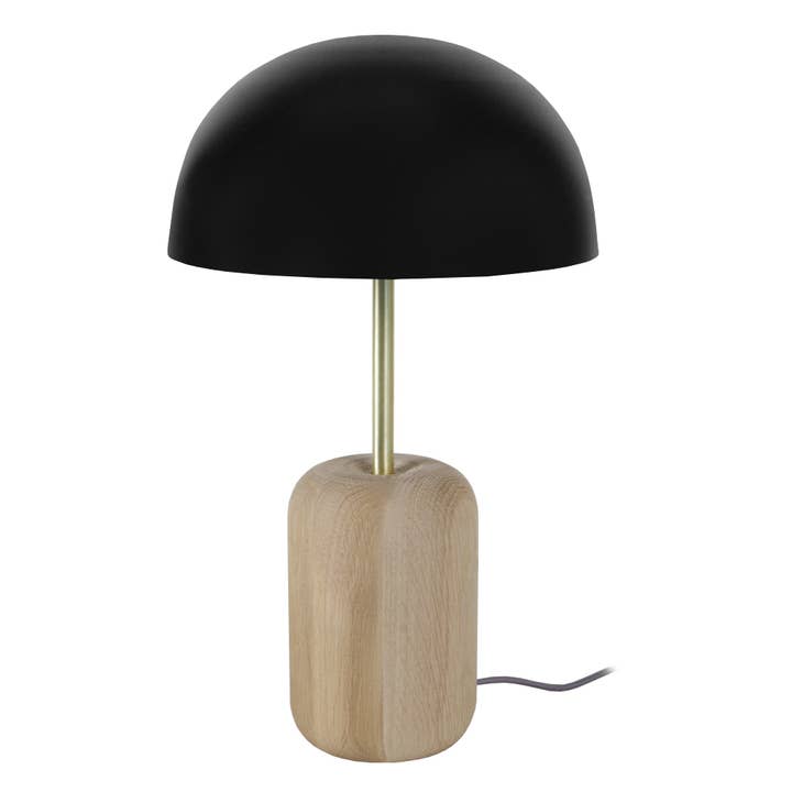 GUSTTAVO METAL - Naturlig och svart cylindrisk bordslampa i trä för wholesale av Tosel Shop