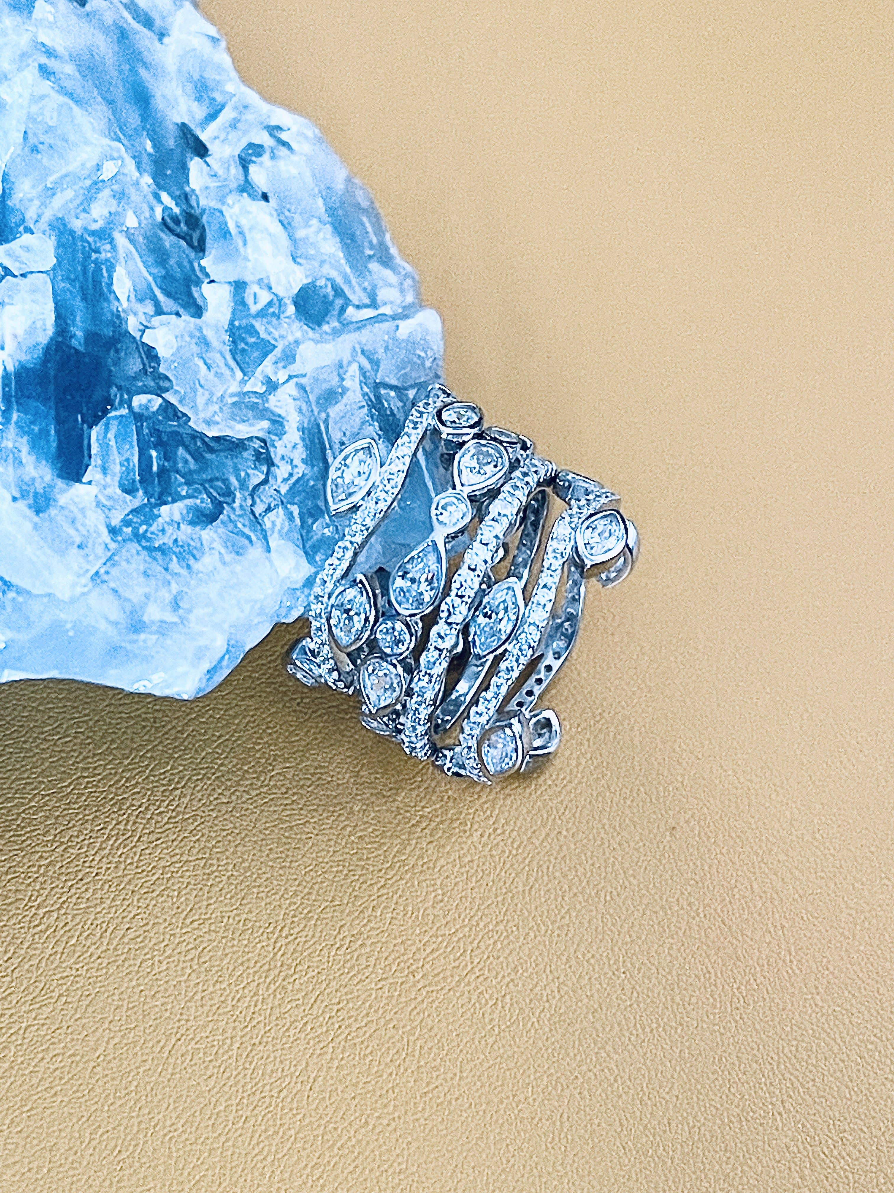 JohnnyB Jewelry - Wholesale Multi-Stone Ring - VIVIAN - Multi-Shaped Sterling Silver CZ Stackable Ring In Silver