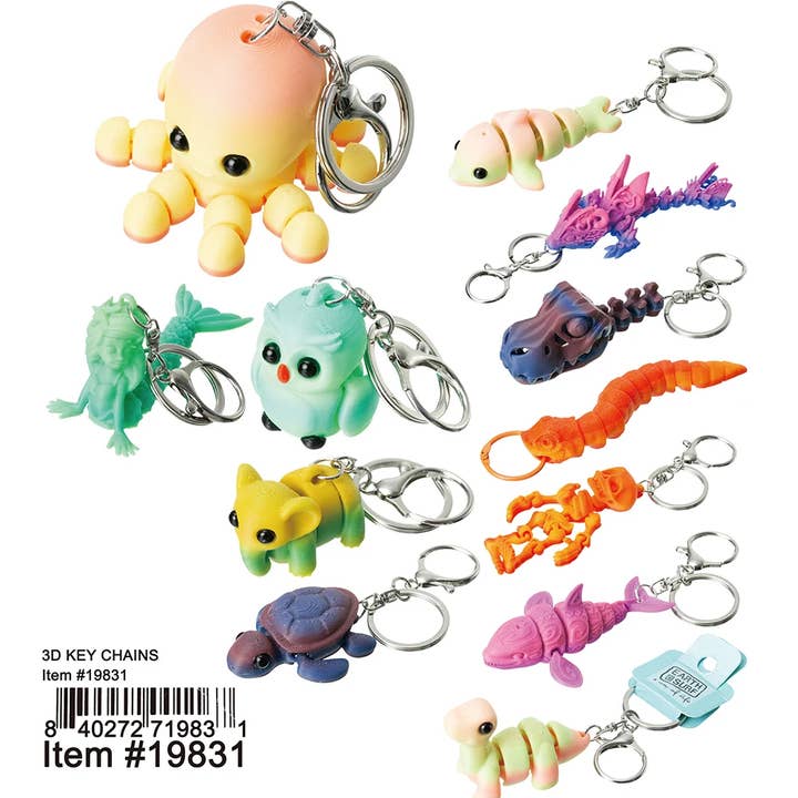 Puka Creations - Vendita all'ingrosso Portachiavi - Bambini - Portachiavi 3D 144 pezzi