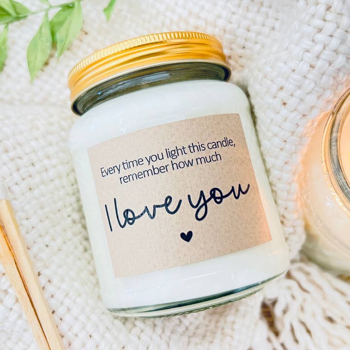 Remember I love you handmade soy scented candle for wholesale by Lollyrocket Candles Limited