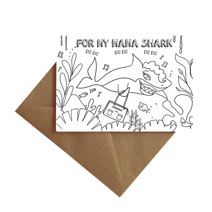 Mama Shark Coloring Card for wholesale by By Ms James