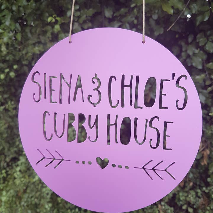 Personalised Cubby House Sign Heart and Arrow Design for wholesale by Little Birdy Finds