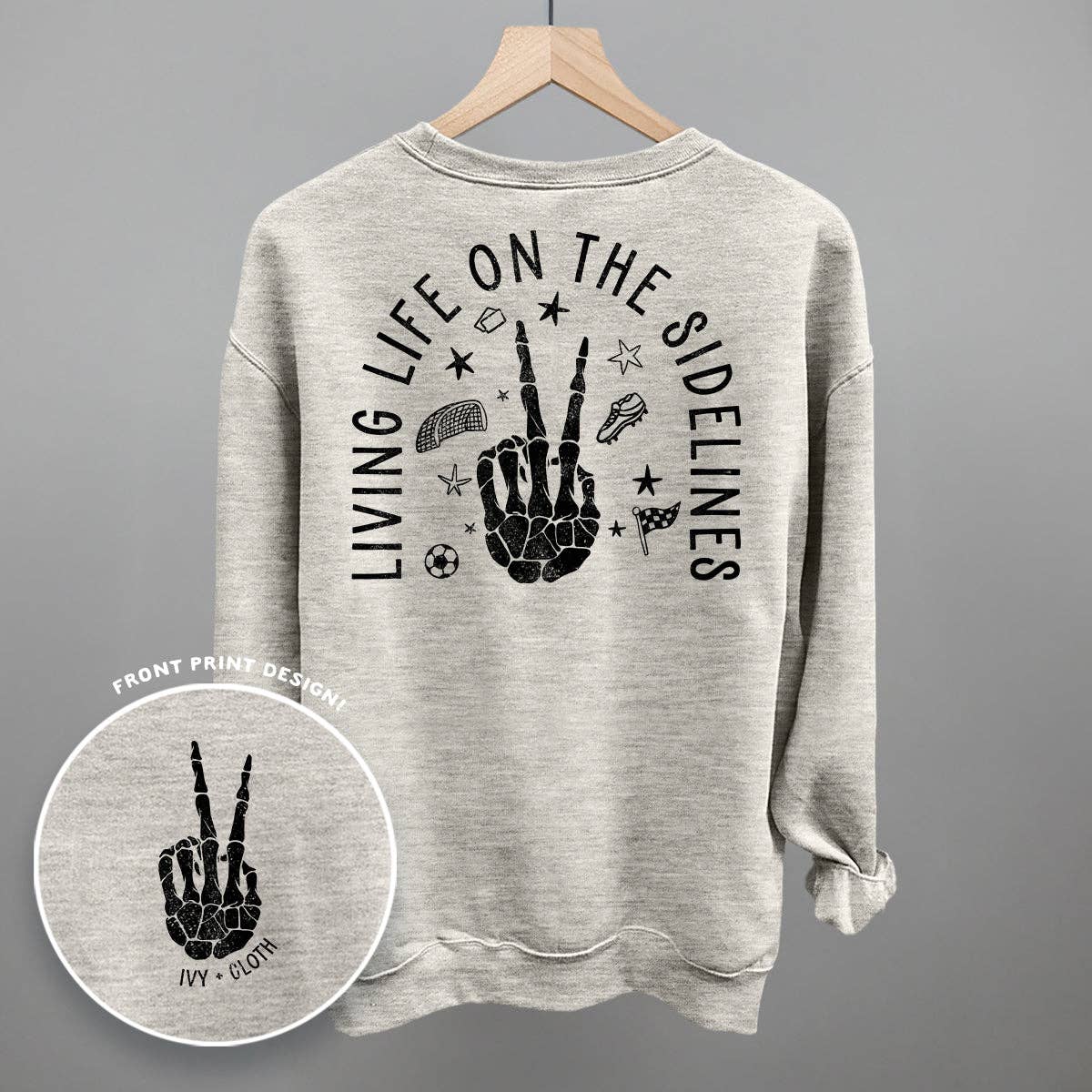 Ivy + Cloth - Wholesale Screen Printed T-Shirt - Women's - Living Life On The Sidelines Soccer (Back Print)8