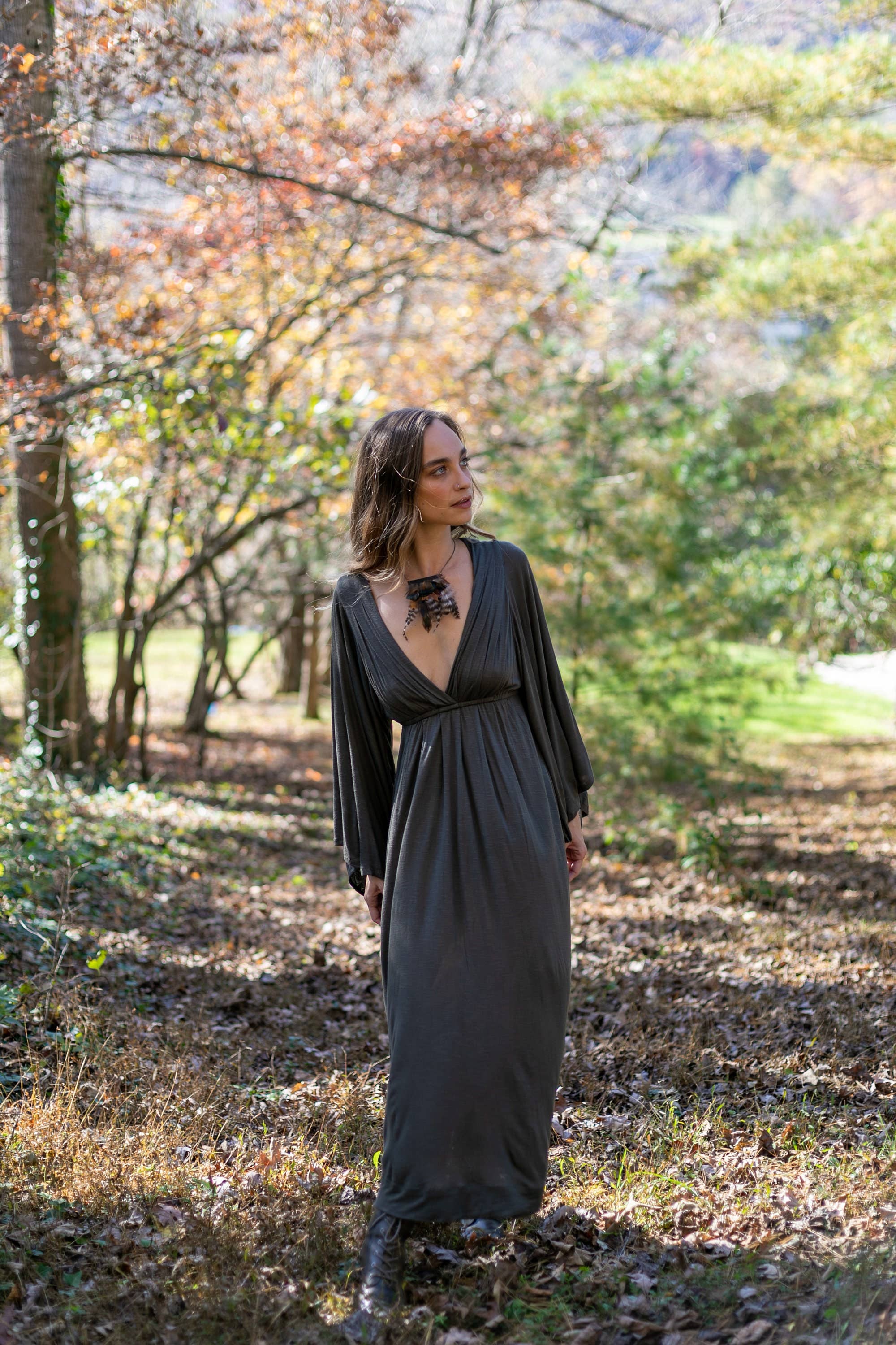 Paramita Designs - Vente Robe – femme - Robe longue déesse à manches cloche26