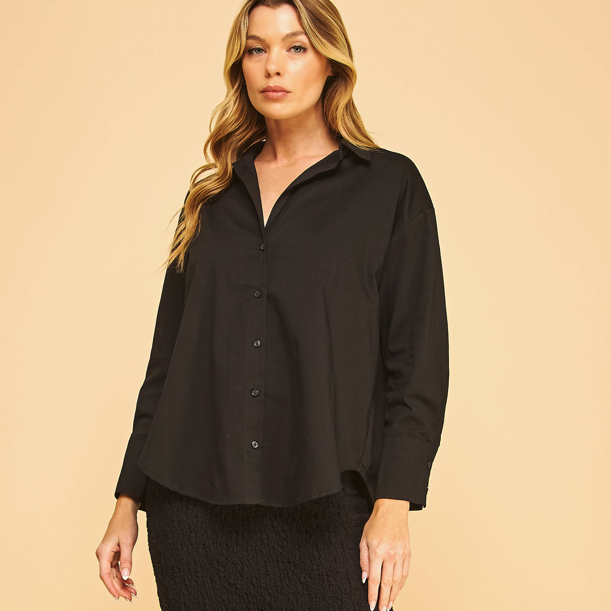 FREEZIA - Wholesale Button Down Shirt - Women's - 4th of july BUTTON DOWN COLLAR WHITE SHIRT-F749182