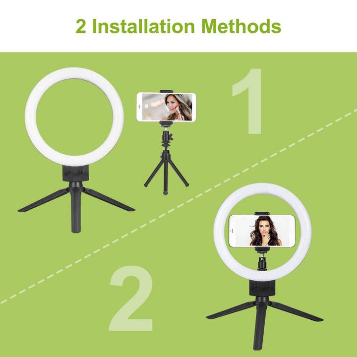 White 9" Dimmable LED Ring Light w/ Tripod Phone Selfie Camera Studio Photo Video Makeup Lamp for wholesale on Faire7