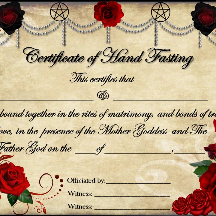 Black Dahlia Boutiques - Vente Décorations de table - Certificat décoré de mariage gothique1