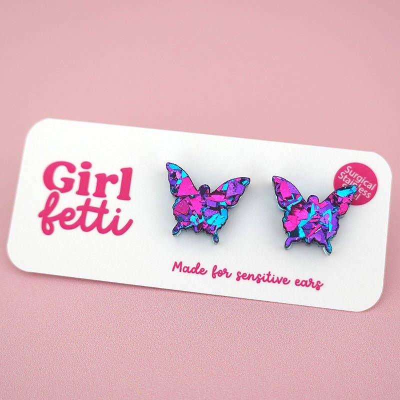 Girlfetti - Wholesale Stud/Post Earrings - Butterfly Acrylic Stud Earrings0
