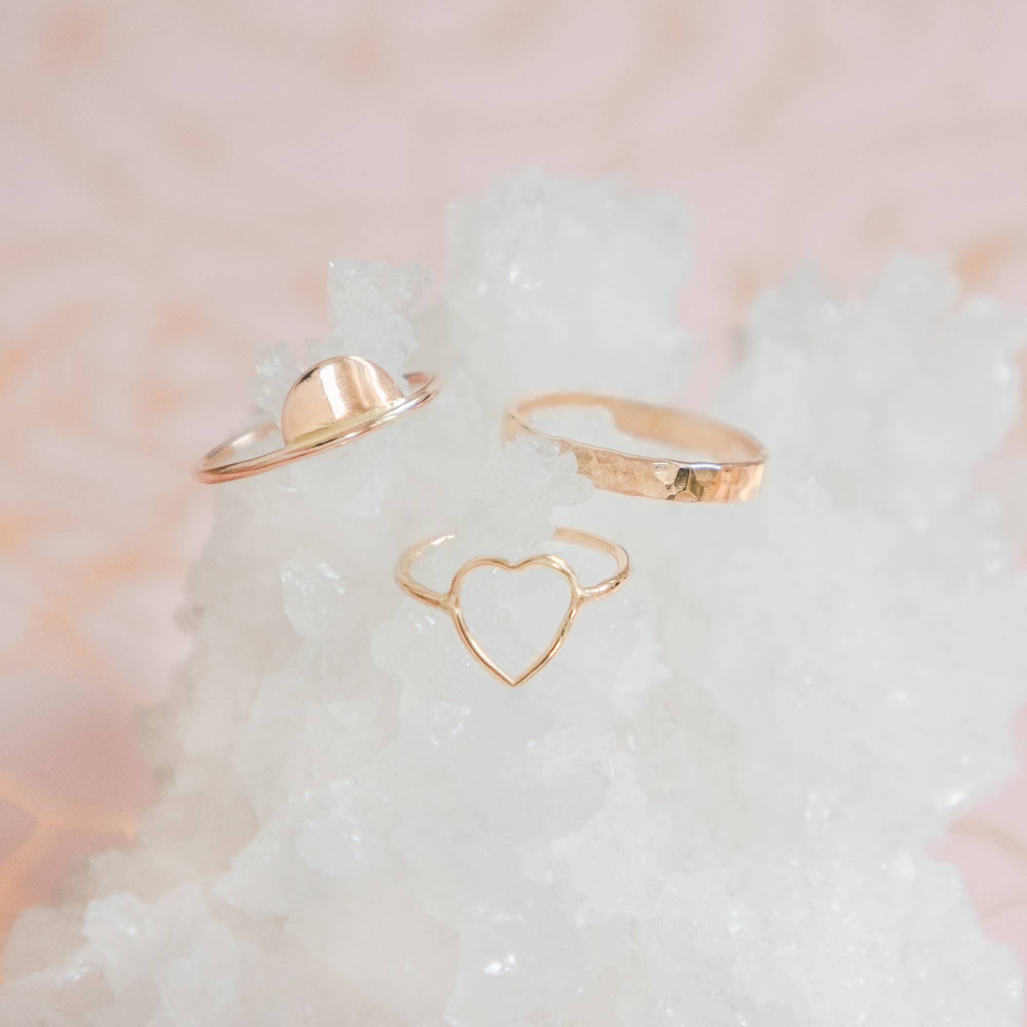 Mineral and Matter - Wholesale Band/Stacked Ring - Heart Shaped Open Goldfill Heart Ring Love Band Valentine's2