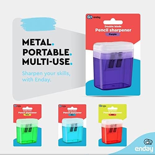 enday - Wholesale Pencil Sharpener - Dual Blade Sharpener W Lid & Receptacle4