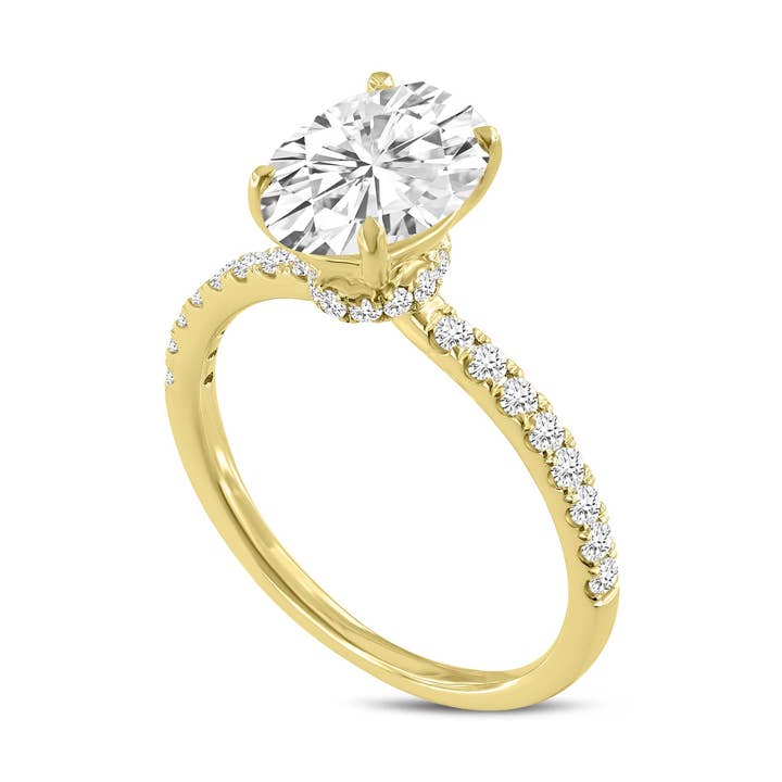 Adriana 14K Guld Oval Lab Dyrket Diamant Skjult Halo Forlovelsesring - 2,35 Ct for engroshandel hos LuvMyJewelry (LMJ)