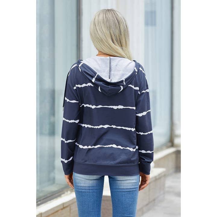 Supreme Fashion - Wholesale Hoodie - Women's - Zipper Strip Long Sleeves Loose Hoodie