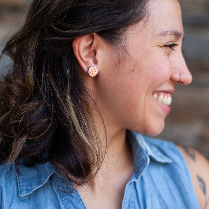 joeyfivecents - Vente Clous d'oreille - Clous : grande collection de jardin en forme de mandarine en argent estampée à la main0