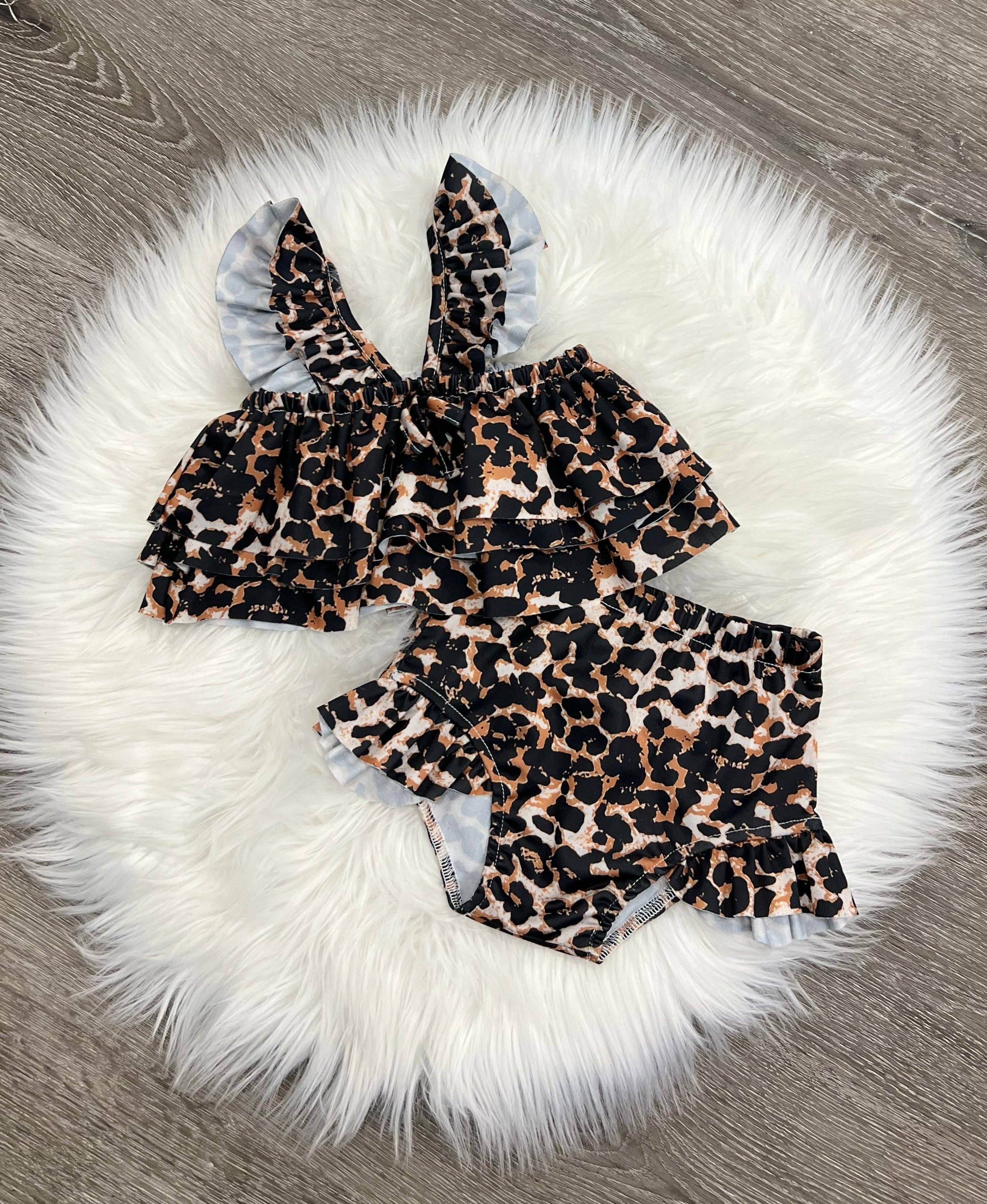 Two Cute Boutique LLC - Vendita all'ingrosso Costume da bagno a due pezzi - Bambini - Costume da bagno Leopard Twirl0