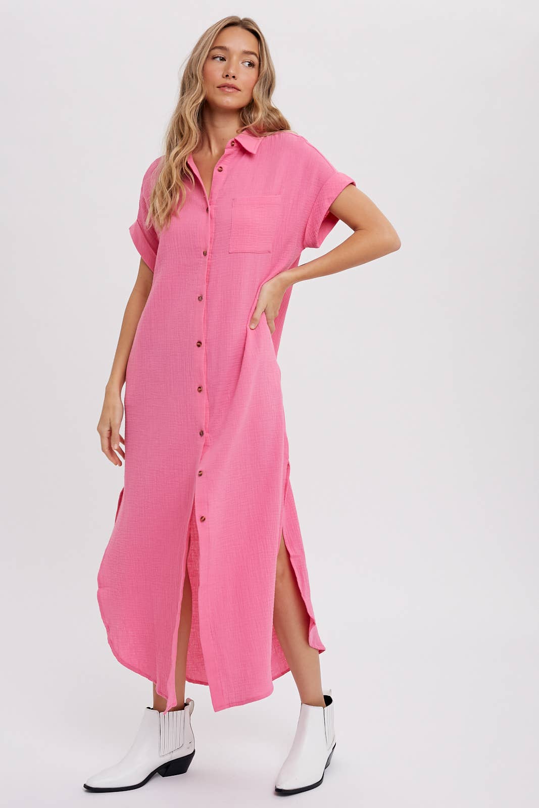 Bluivy - Wholesale Dress - Women's - BUTTON UP MAXI SHIRT DRESS WITH POCKET39