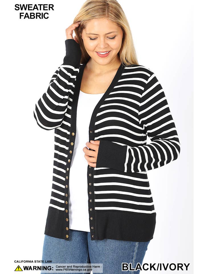 42POPS - Wholesale Cardigan - Women's - '.Plus size Snap button Cardigan As Shown