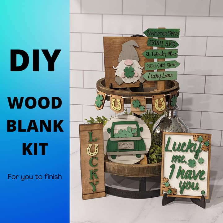 DIY St. Patricks Day Tiered Tray Wood Blanks Kit for wholesale by Sunshine Creations FLA
