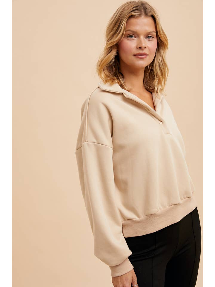 In Loom - Wholesale Sweatshirt - Women's - CROPPED POLO PULLOVER10