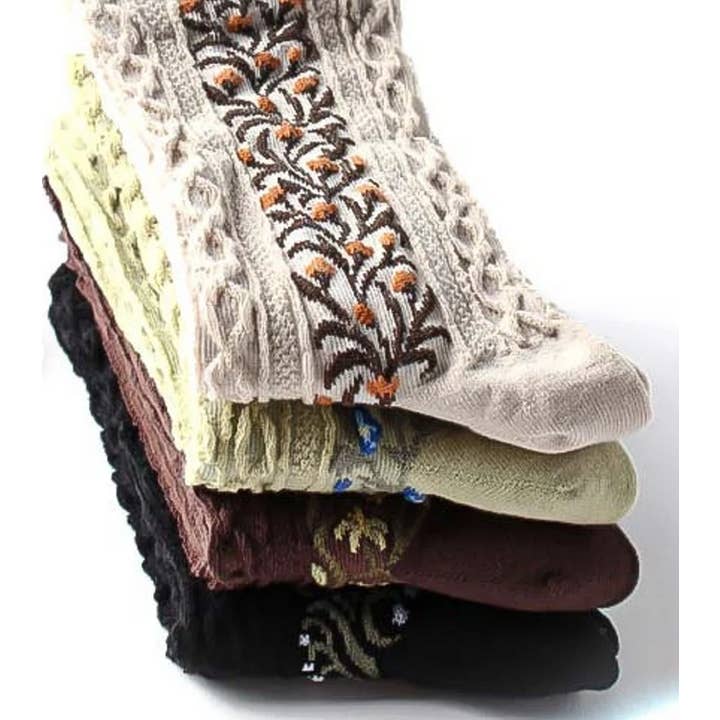 Comfortarians - Wholesale Socks - Women's - Floral Cotton Socks For Woman | Women's Knitted Patterned