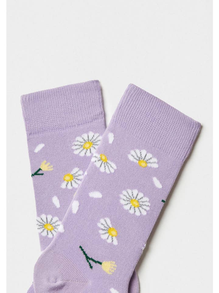 Mauve BeDaisy Malva - 100% Organic Cotton Socks for wholesale on Faire1