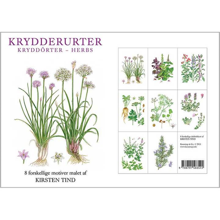 Koustrupco - Wholesale Postcard Set - Cardfolder Herbs 8 FSC postcards w/ 8 envelopes4