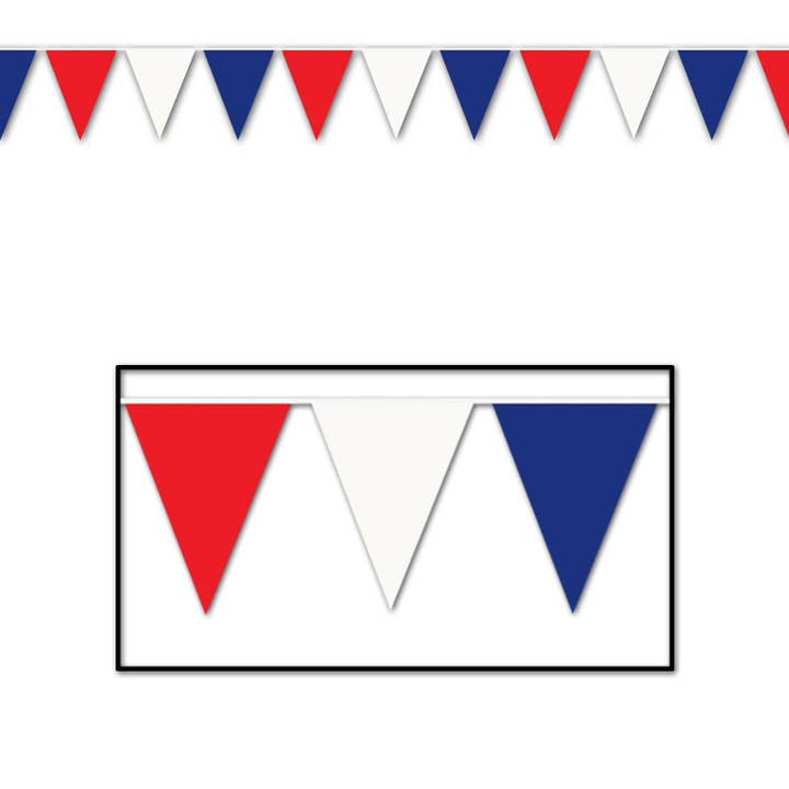 Red, White & Blue Pennant Banner - 9.1Mtr x 28cm for wholesale by 360 Degrees Ltd