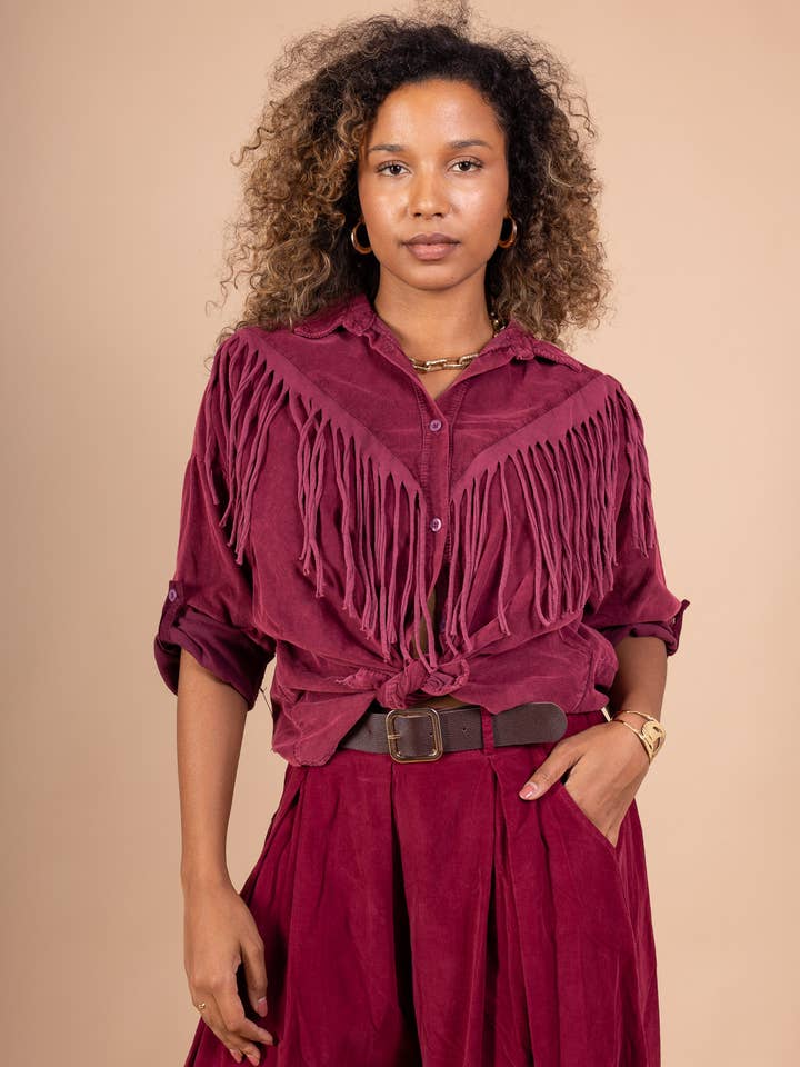 Pépouz' Paris - Wholesale Button Down Shirt - Women's - Western-style fringed shirt PC25496