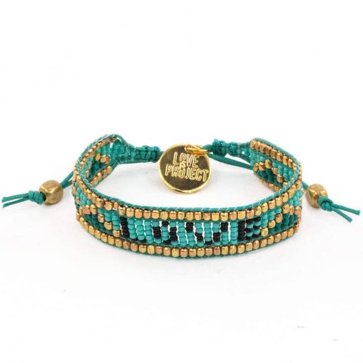 Taj LOVE Bracelet - Turquoise & Noir pour la vente par Love Is Project