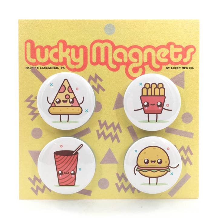 Kawaii Fast Food Button Magnets for wholesale by Lucky Mfg. Co.