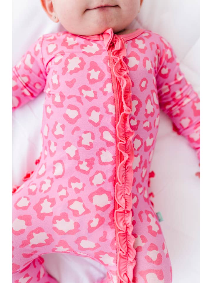 Macaron + Me - Wholesale Sleepsuit – Baby - Pink Leopard Ruffle Footsie2