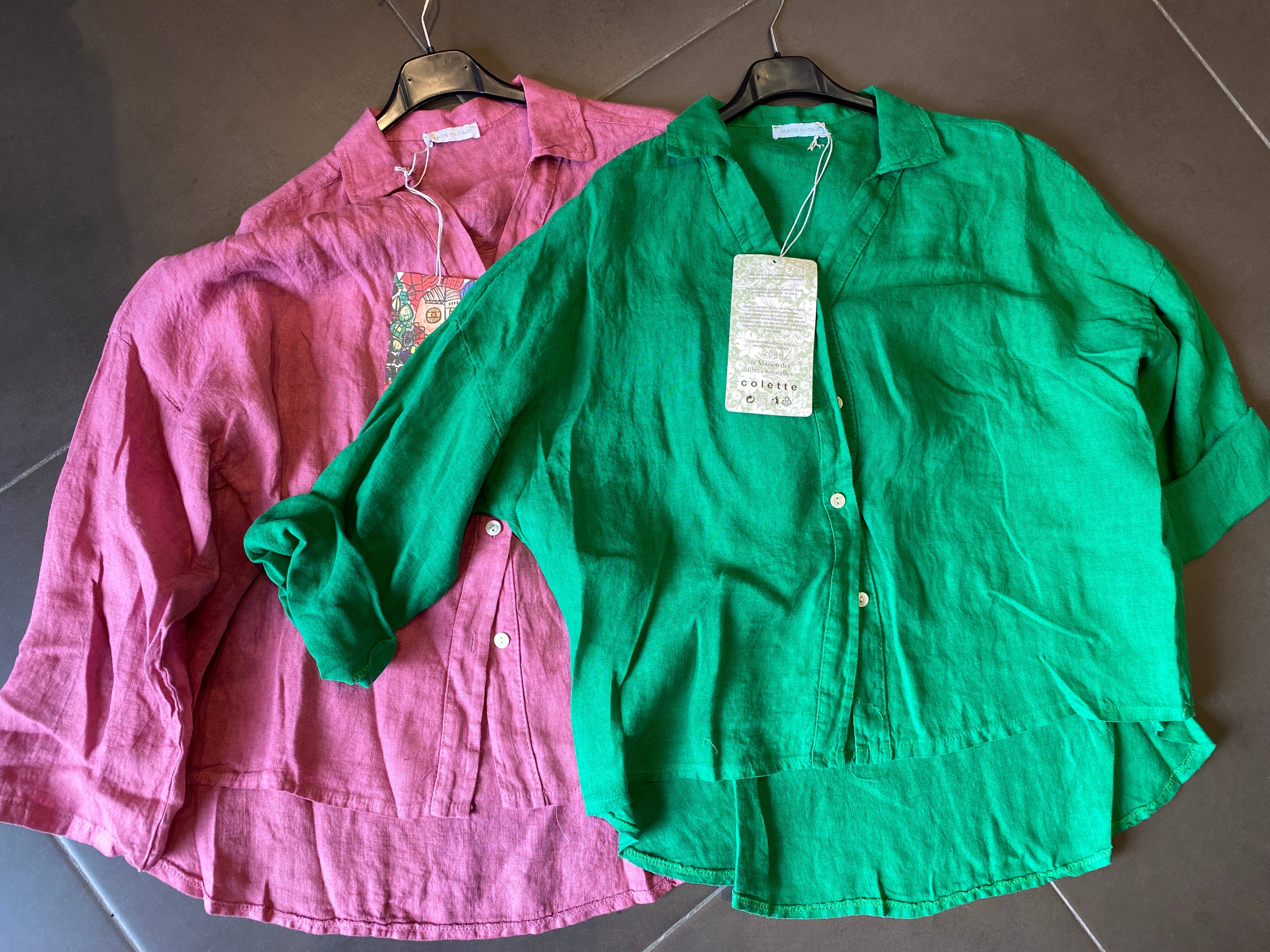 la maison des fibres naturelles – Engroshandel Skjorte med buttondown – til kvinder – Hørskjorte med sidelommer og bagplissering32