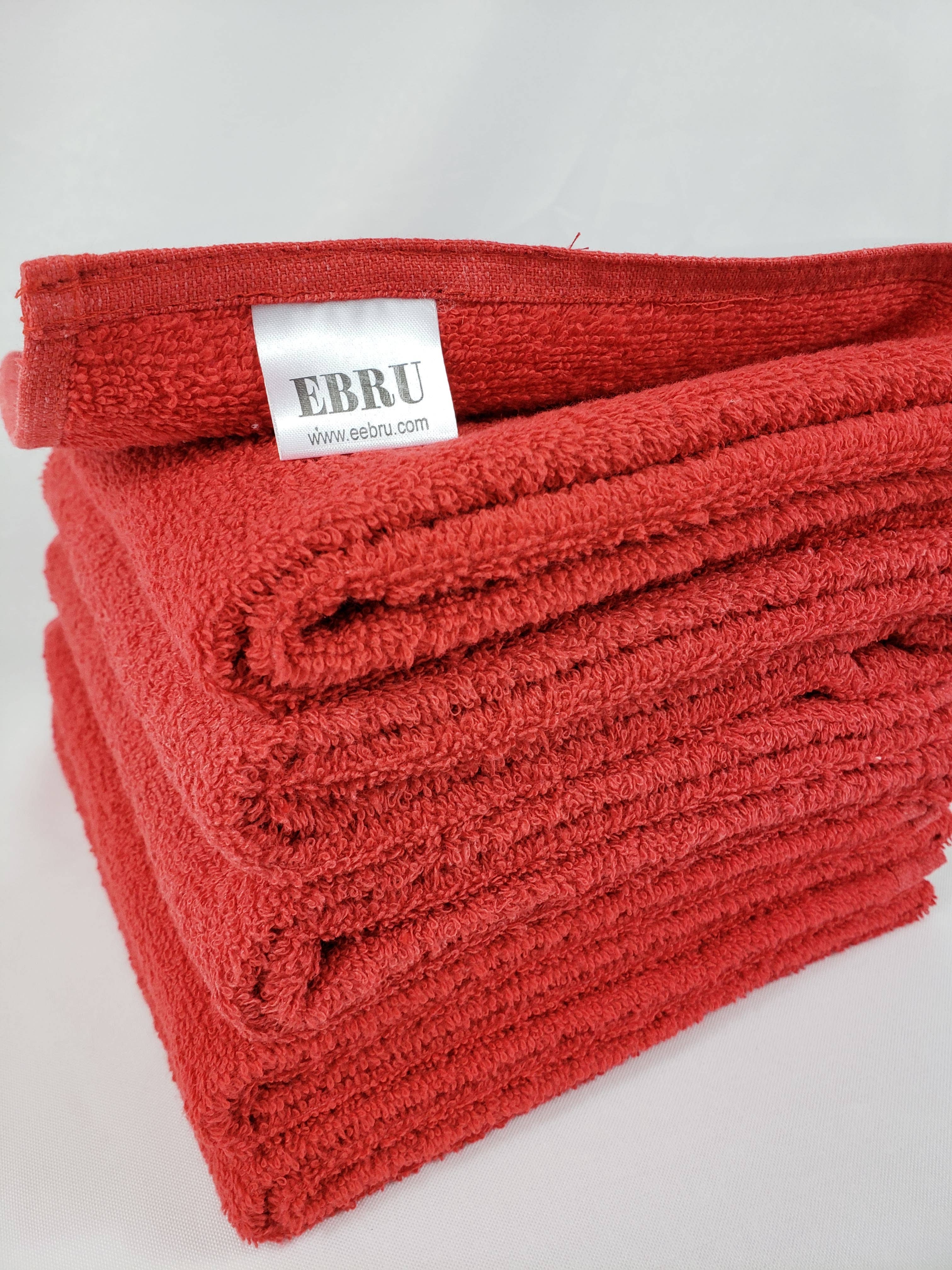 EBRU Home - Wholesale Towel Set - Salon, Spa, Face or Hand Towels 6 Pack 20x36" RED3