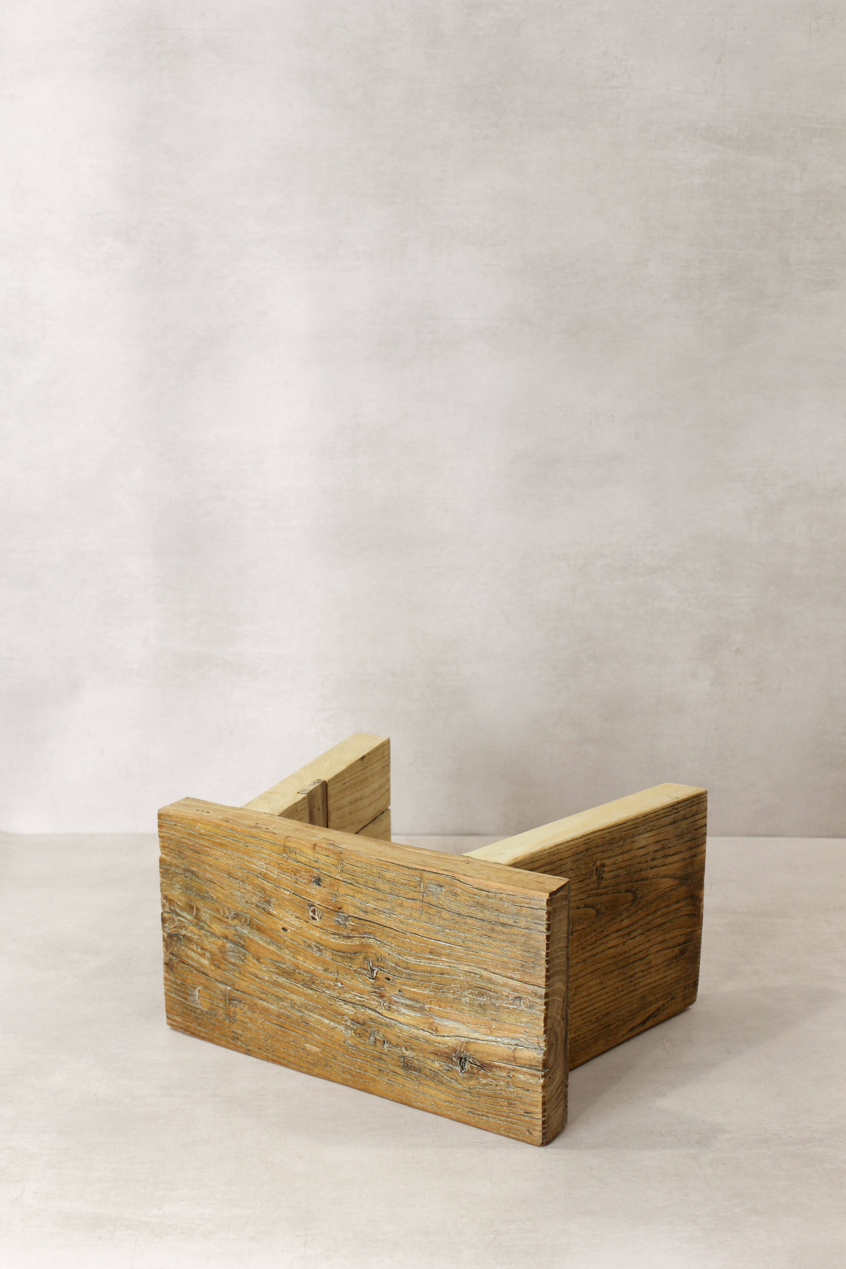 Botanical Boys – wholesale Stool – Vintage Rustic Square Elm Wood Stool - Small - No 111