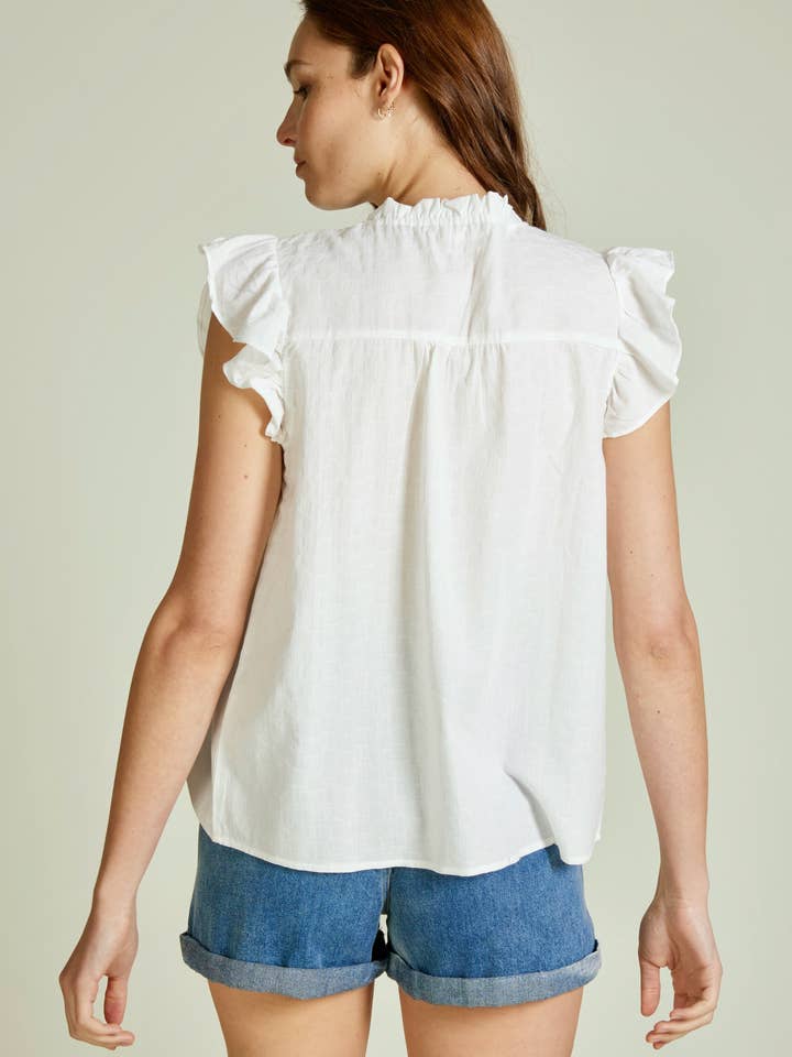 Andy & Lucy - Wholesale Blouse - Women's - TEHANI - Cotton blouse with ruffles at the shoulders9