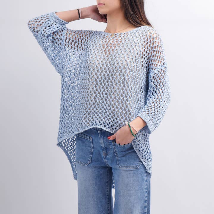 Maglione lucido all'uncinetto MT8003 per la vendita all'ingrosso da parte di Cecile Wang