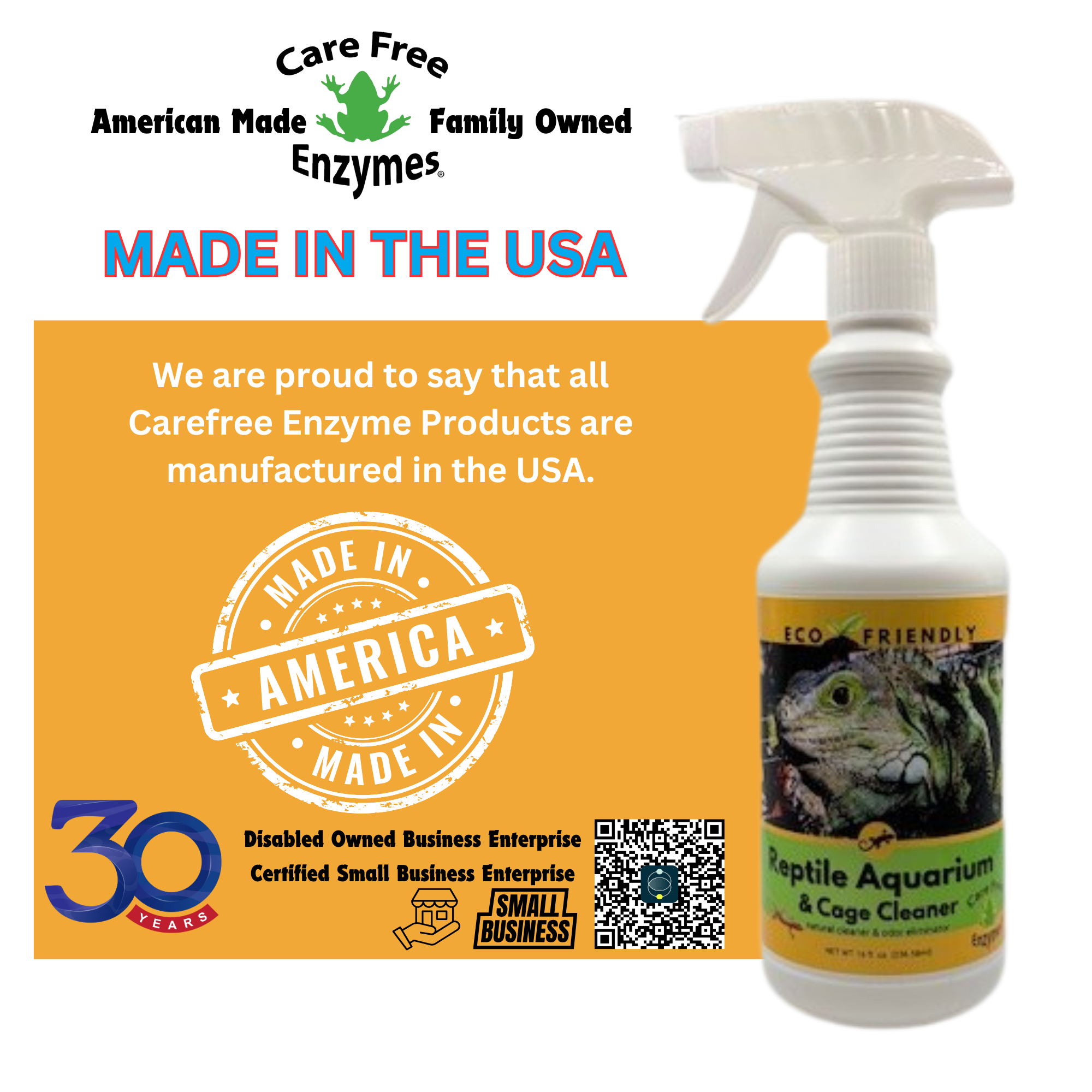 Carefree Enzymes - Wholesale Pet Cleaning Supplies - Reptile Habitat & Terrarium Cleaner | Safe for All Reptiles & Amphibians | 16 oz2