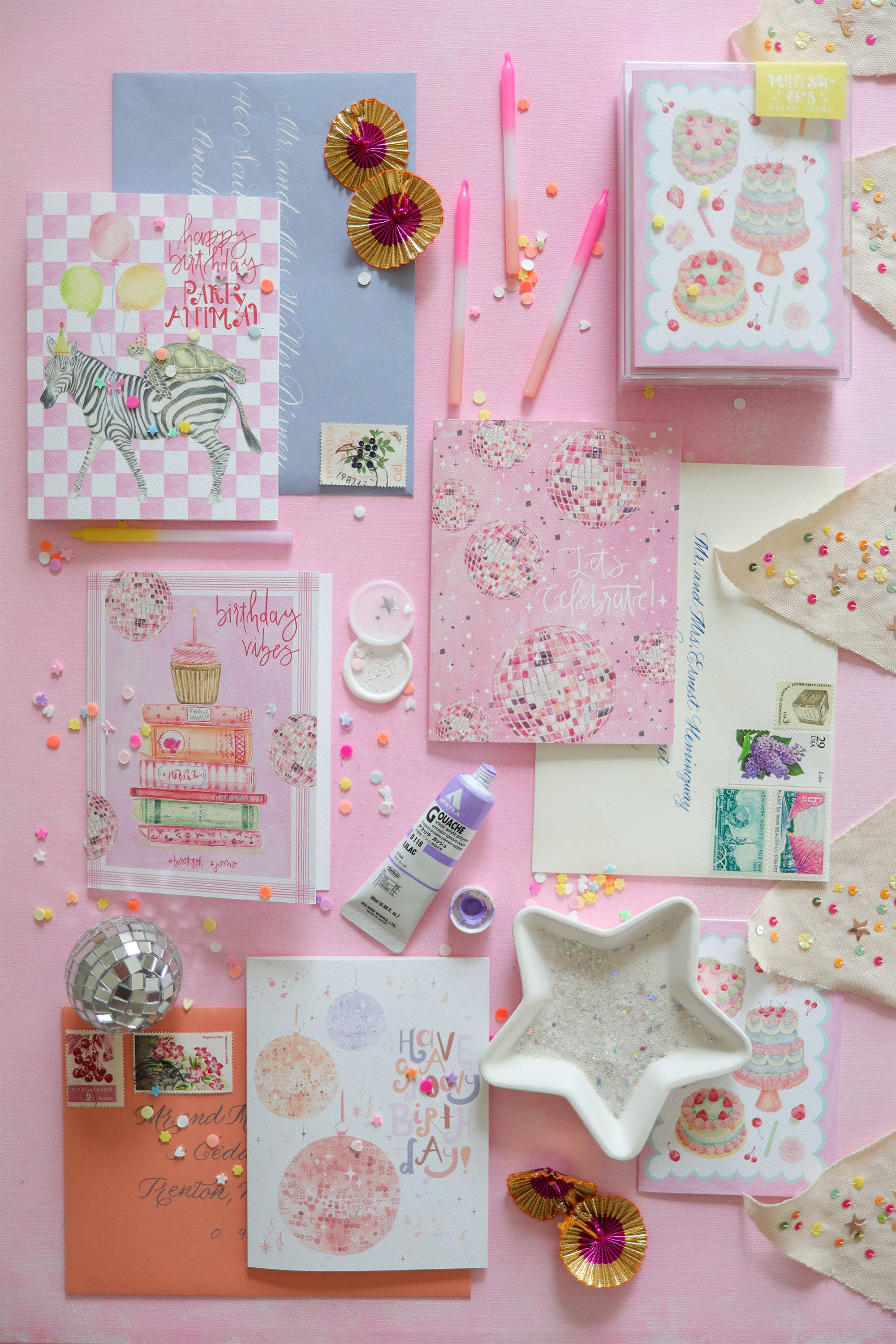 Stephanie Tara Stationery - Wholesale Felicitatie-kaartje - laten we de felicitatiekaart met discoballen vieren1