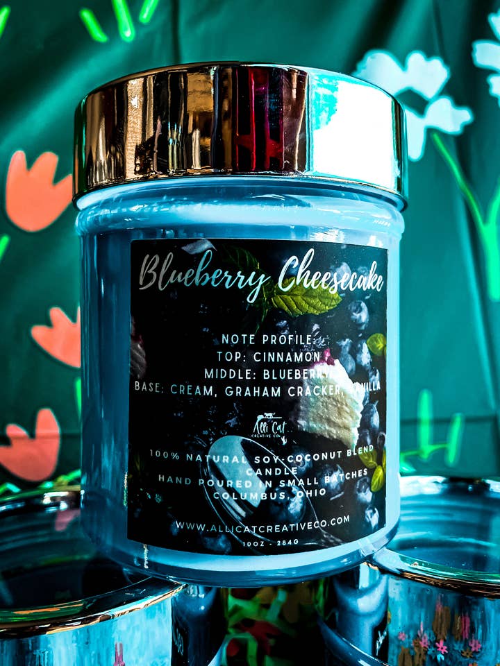 Blueberry Cheesecake - 10oz Candle for wholesale by Alli Cat Creative Co.