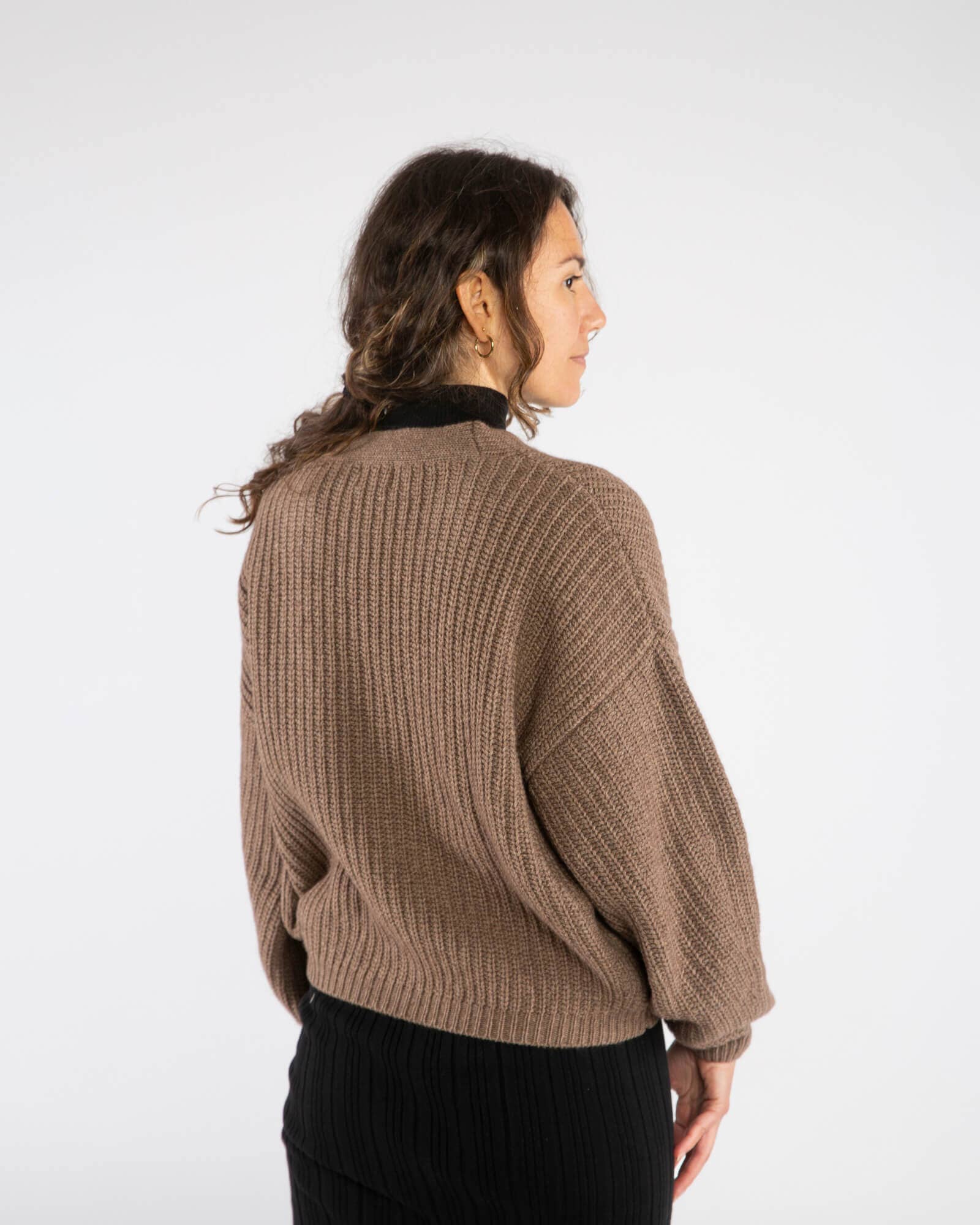 Matona - Wholesale Cardigan - Dames - Organisch Gebreid Vest sepia3
