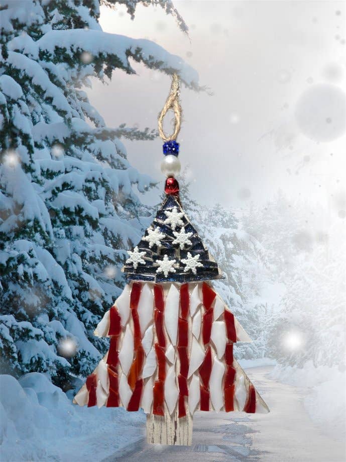 American Flag Stained Glass Ornaments for wholesale by Barbs Crazy Crafts