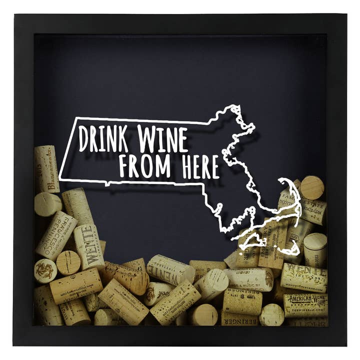 Torched Products - Wholesale Sign - Drink Wine From Here Beer Cap Shadow Box - Black17