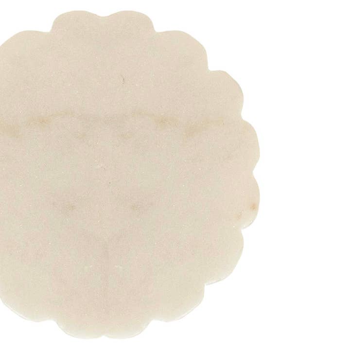 Foreside Home & Garden - Wholesale Coasters - Emery Scallop Edge Set 4 Coaster Set Marble Jute Tie