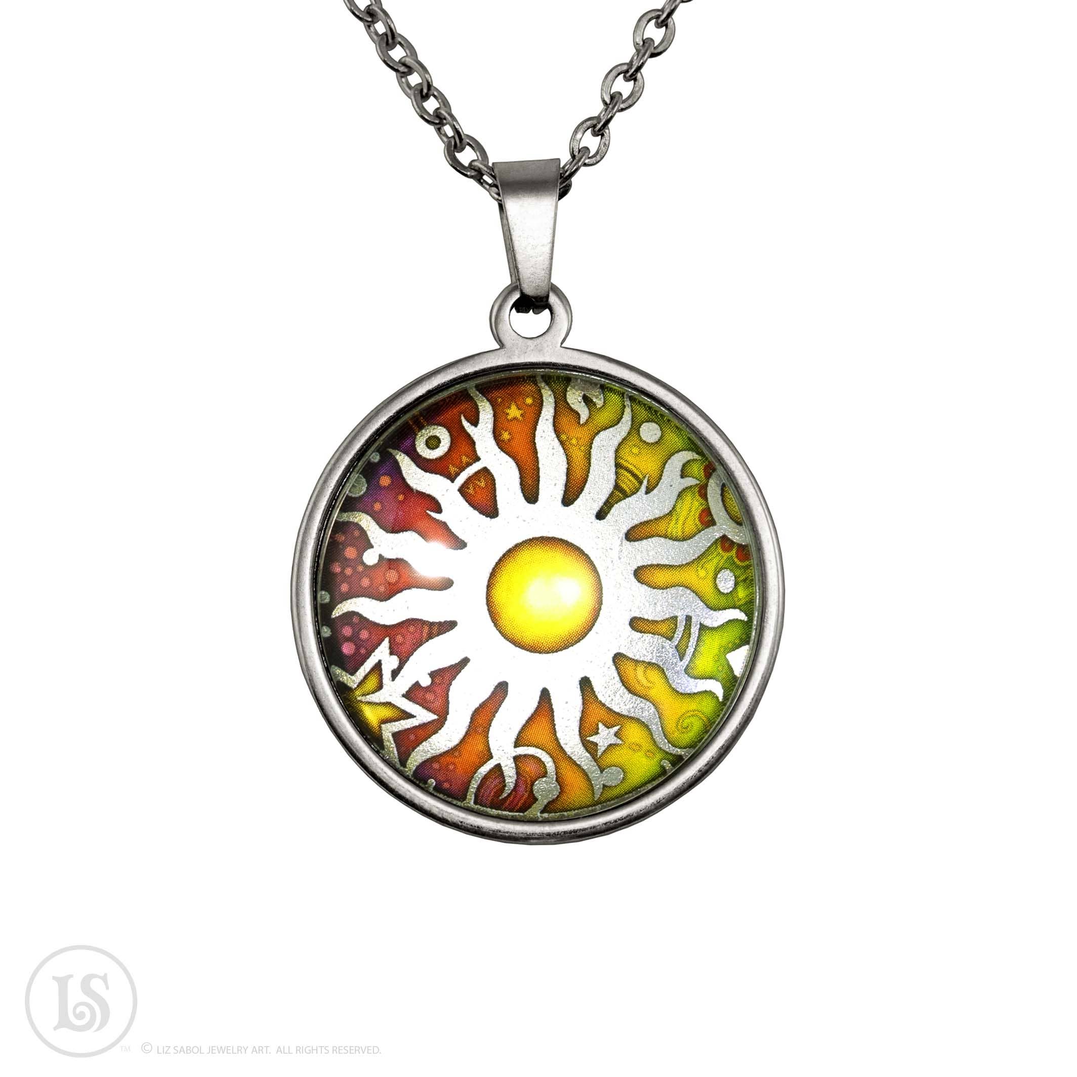 Liz Sabol Jewelry Art – wholesale Pendant/charm necklace – Celestial Centered Sun, Pendant, 28mm0