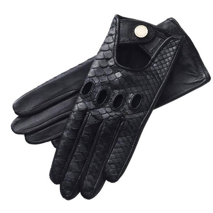 Charlotte Python Noir leren autohandschoenen voor wholesale door 1861 Glove Manufactory