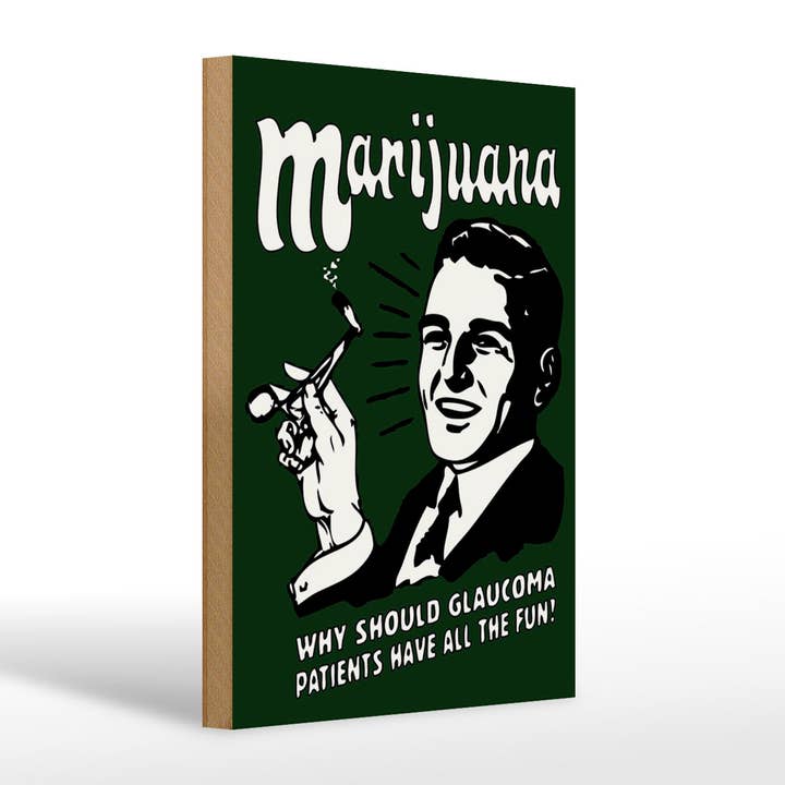 Cartel de madera 20x30 cm Marihuana ¿Por qué deberían los pacientes con glaucoma? para venta al por mayor de Femer