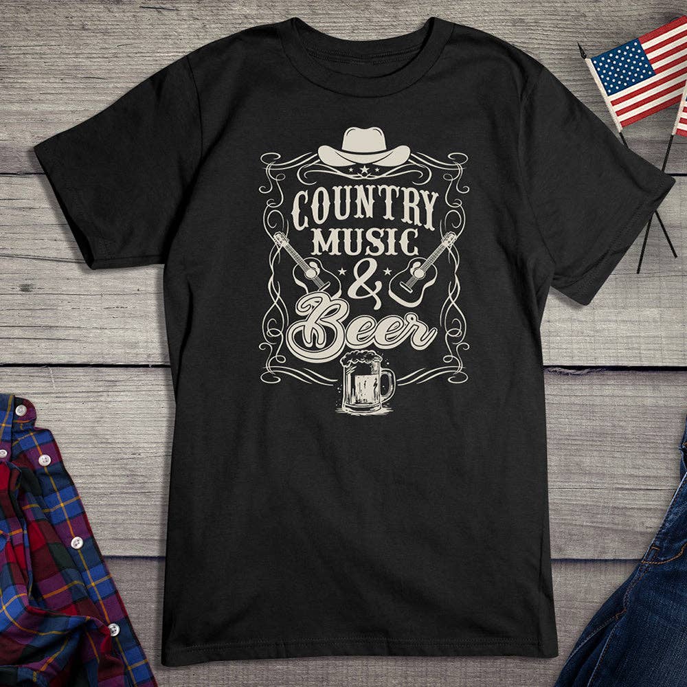 Artopia - Wholesale Screen Printed T-Shirt - Unisex - Country Music And Beer T-Shirt0