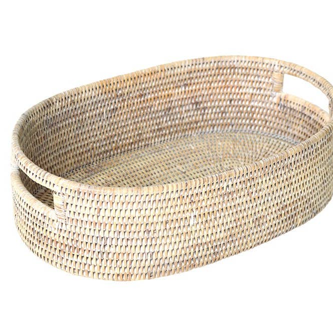 Pagan - Wholesale Basket - Calypso oval basket in white cerused rattan0