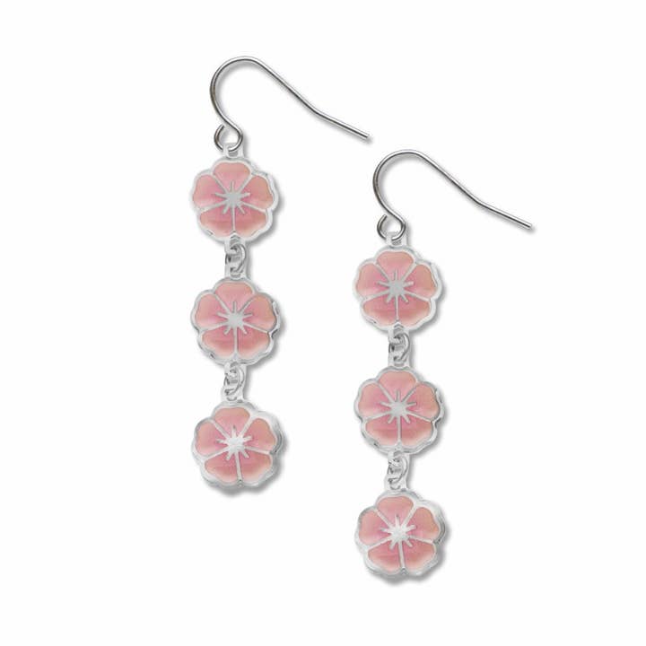 Hanami Cherry Blossom Earrings, MADE in USA for wholesale by David Howell and Company